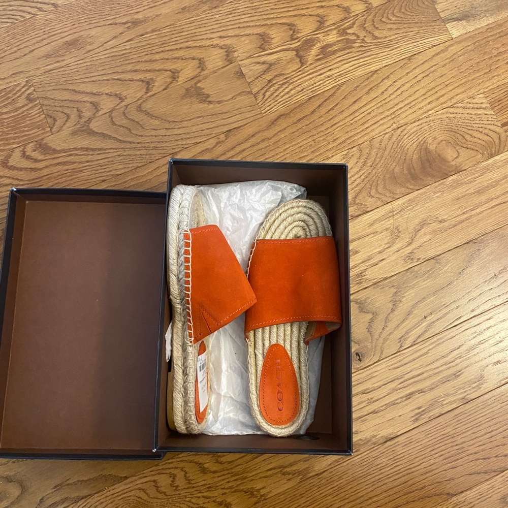 Coach coral suede sandals